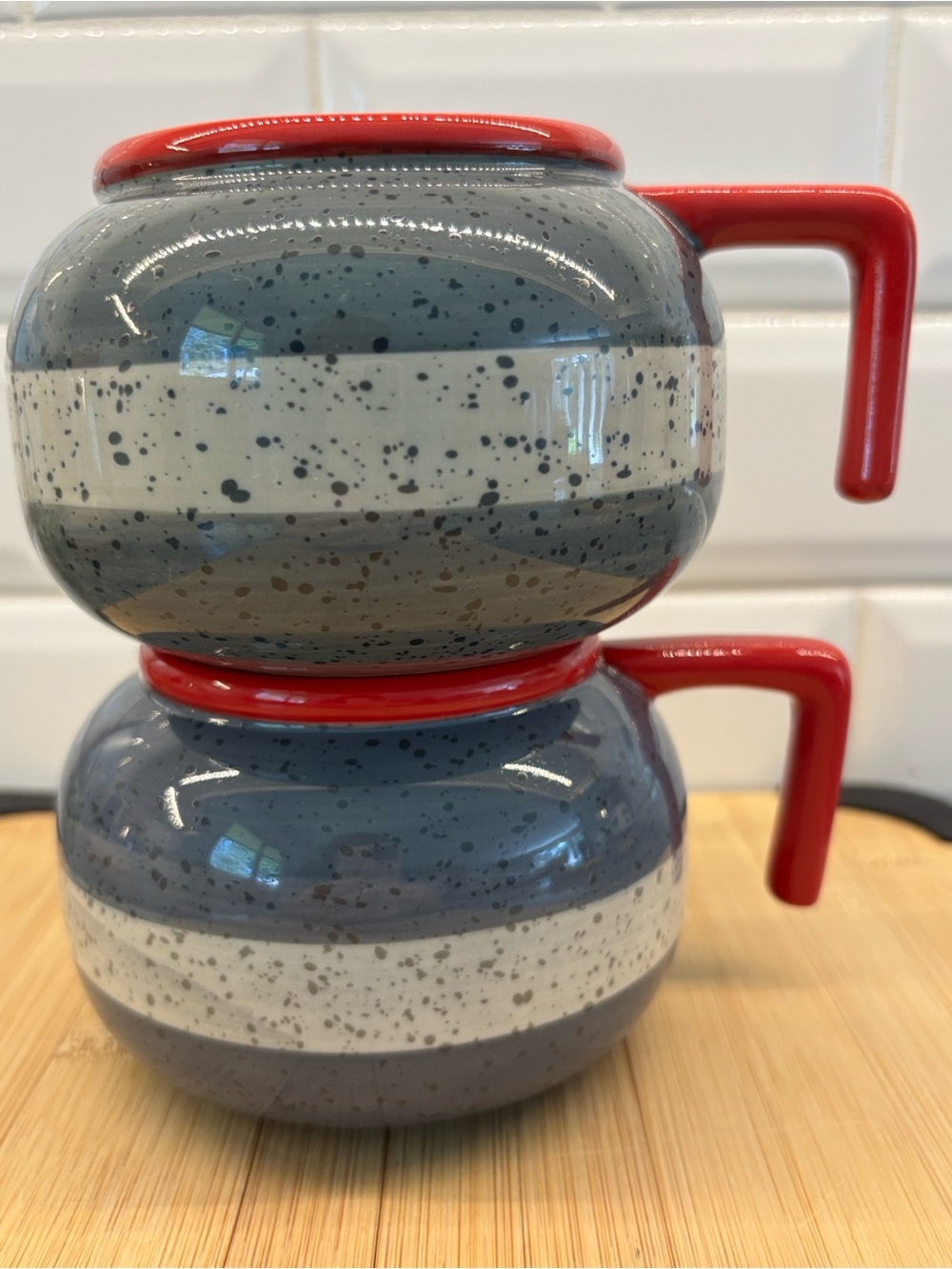 TWO Main & Local Curling Rock ceramic coffee mug